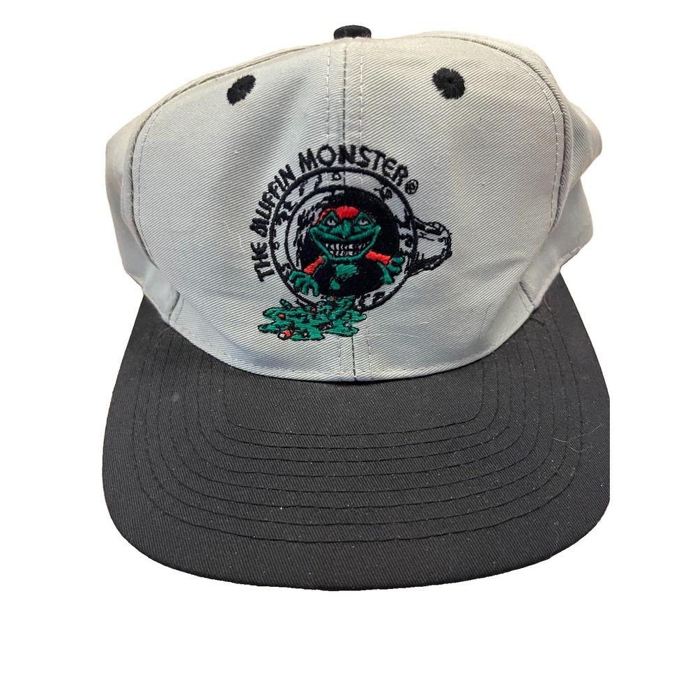 THE MUFFIN MONSTER Hat/Cap Lt Gray & Blk Adjustable